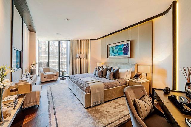 Shot of a bedroom at One Hyde Park in London