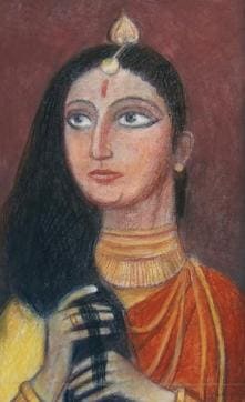 Draupadee, conte on paper, Ganesh Pyne Draupadee, conte on paper, Ganesh Pyne