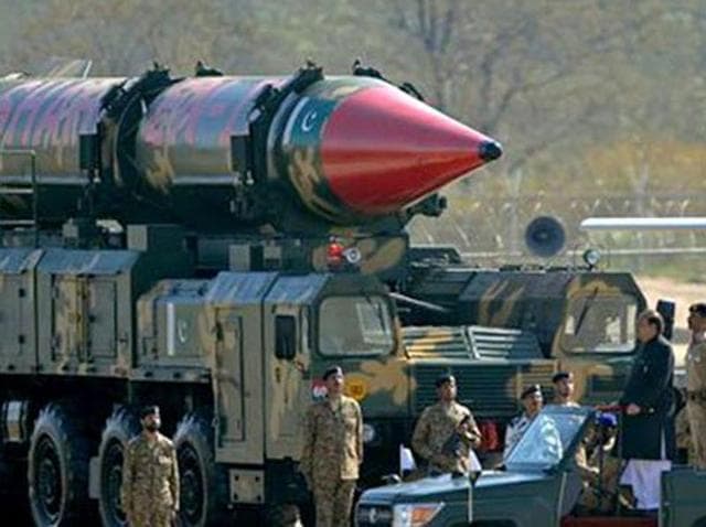 A Pakistani missile capable of carrying nuclear arms on display during a parade. (AFP File Photo) A Pakistani missile capable of carrying nuclear arms on display during a parade. (AFP File Photo)