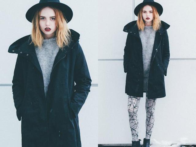 Here is she again in an oversized jacket.  (lookbook.NU) 