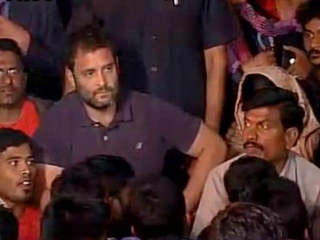 Rahul Gandhi reached the University of Hyderabad late on Friday night and participated in a candle light march with the students, marking the birth anniversary of Rohith Vemula. (ANI Photo) Rahul Gandhi reached the University of Hyderabad late on Friday night and participated in a candle light march with the students, marking the birth anniversary of Rohith Vemula. (ANI Photo)