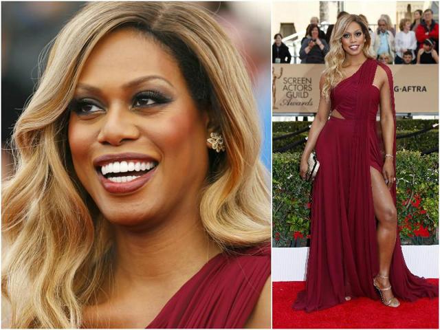 Orange is the New Black’s Laverne Cox looked like a total diva in her marsala gown with a split running thigh high. (Agencies)