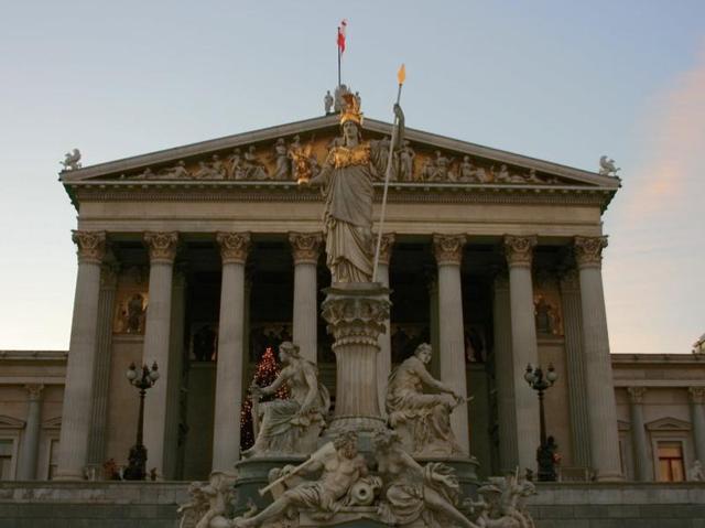The Austrian Parliament is a Greek Revival structure built by Theophil Hansen. It covers an area of 13,500 square metres area and contains over 100 rooms. (Picture courtesy: Mad Art Photography)