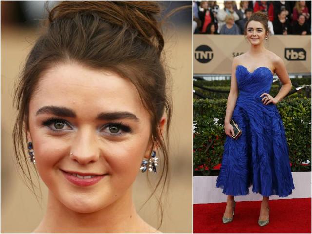 Game of Thrones’ Maisie Williams looks beautiful in her blue furry dress. (Agencies)