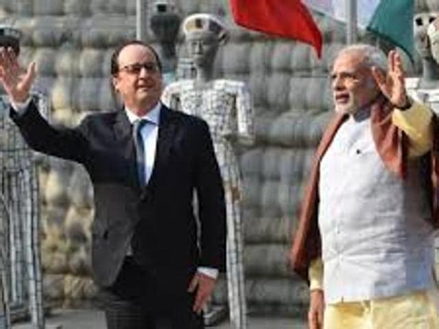 French President Francois Hollande (L) and Indian Prime Minister Narendra Modi (R) at the Rock Garden in Chandigarh. (HT File Photo) French President Francois Hollande (L) and Indian Prime Minister Narendra Modi (R) at the Rock Garden in Chandigarh. (HT File Photo)
