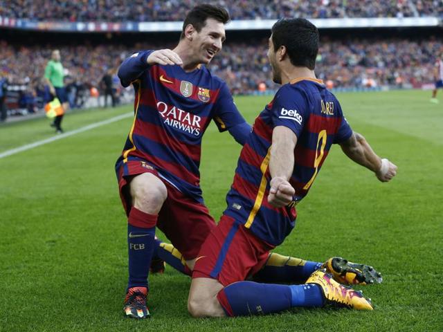 Barcelona's forward Luis Suarez celebrates after scoring the winner during the La Liga match against Atletico Madrid at the Camp Nou stadium in Barcelona on January 30, 2016. (AFP Photo) Barcelona's forward Luis Suarez celebrates after scoring the winner during the La Liga match against Atletico Madrid at the Camp Nou stadium in Barcelona on January 30, 2016. (AFP Photo)