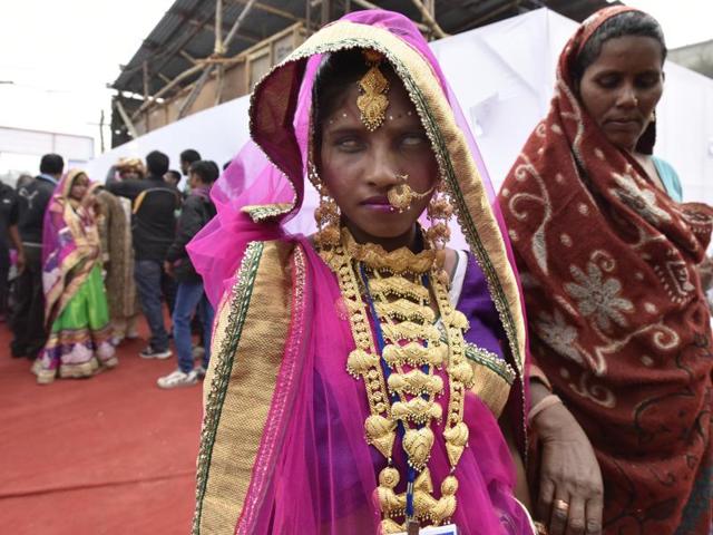 The mass marriage ceremony is organised twice a year . (Virendra Singh Gosain/HT) The mass marriage ceremony is organised twice a year . (Virendra Singh Gosain/HT)