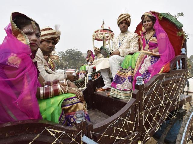 The function was called Divyang Seva Underprivileged Vivah Samaroh. (Virendra Singh Gosain/HT) The function was called Divyang Seva Underprivileged Vivah Samaroh. (Virendra Singh Gosain/HT)