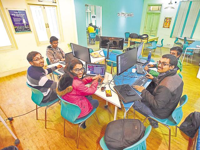 Stirring Minds at Asaf Ali Road (above) calls itself a boarding school for start-ups. (Raj K Raj / Hindustan Times) Stirring Minds at Asaf Ali Road (above) calls itself a boarding school for start-ups. (Raj K Raj / Hindustan Times)