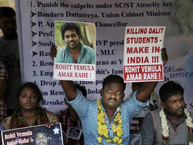 File photo of students during a hunger strike to protest the death of Dalit scholar Rohith Vemula. The interim V-C of University of Hyderabad said on Sunday, January 31, 2016, that the students have conditionally agreed to allow classes from Monday. (PTI) File photo of students during a hunger strike to protest the death of Dalit scholar Rohith Vemula. The interim V-C of University of Hyderabad said on Sunday, January 31, 2016, that the students have conditionally agreed to allow classes from Monday. (PTI)