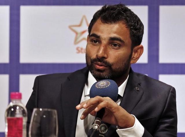 Indian cricketer Mohammed Shami speaks during a news conference in Mumbai. (Reuters Photo)