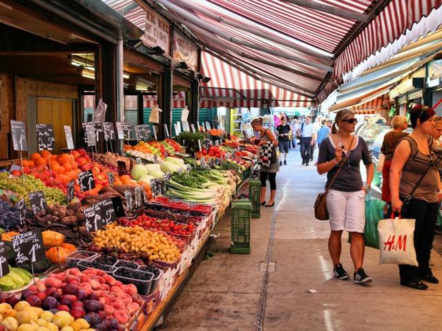 Naschmarkt: Another must for foodies is Vienna’s best-known market, which stretches over 500 meters long. Head to Linke Wienzeile street to take in the sights, sounds and smells. Photographers will love the section near Kettenbrückengasse station, which has the most traditional vibe.  (Shutterstock) 