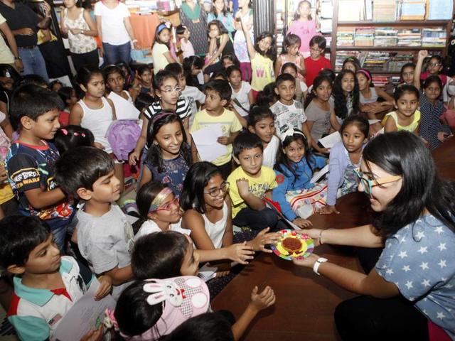 Children at the Enid Blyton picnic at Kitab Khana last year.(HT file photo)
