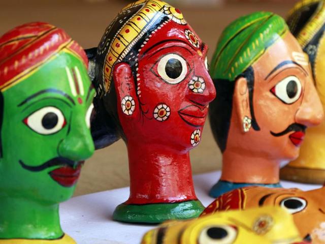 Artwork from Telangana at the Surajkund fair on Tuesday. (HT photo)
