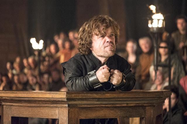 Peter Dinklage in the now iconic scene from the trial in Game of Thrones. (AP) Peter Dinklage in the now iconic scene from the trial in Game of Thrones. (AP)