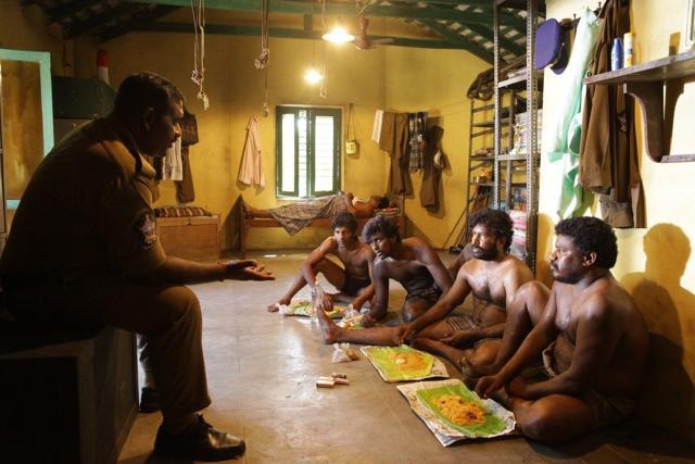 Inspired from real events, the film is based on a Tamil novel called Lock Up, and deals with police brutality and abuse of power. (Nikkilcinema) Inspired from real events, the film is based on a Tamil novel called Lock Up, and deals with police brutality and abuse of power. (Nikkilcinema)