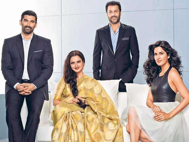 Aditya Roy Kapur with Rekha, Abhishek Kapoor and Katrina Kaif.