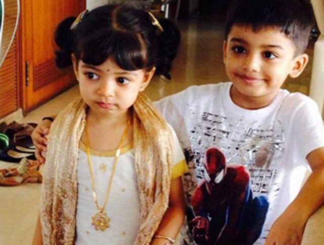 Aaradhya Bachchan with her cousin. She is the star among the stars with Twitter and Facebook accounts dedicated to her. (Twitter)