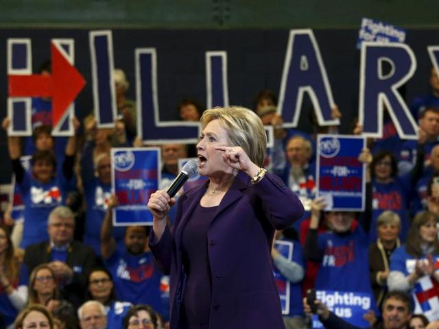 US Democratic presidential candidate Hillary Clinton addresses the crowd at a campaign rally at Nashua Community College. (REUTERS) US Democratic presidential candidate Hillary Clinton addresses the crowd at a campaign rally at Nashua Community College. (REUTERS)