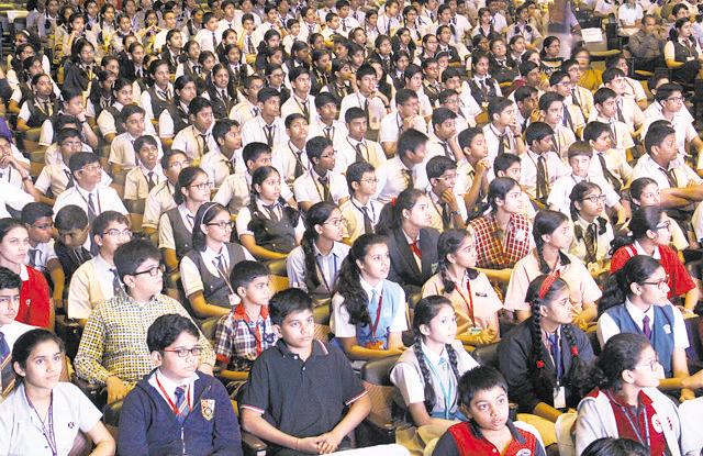 Students from various schools in the city attended the event in large numbers to cheer their classmates who won the awards. (Pramod Thakur/HT photo)