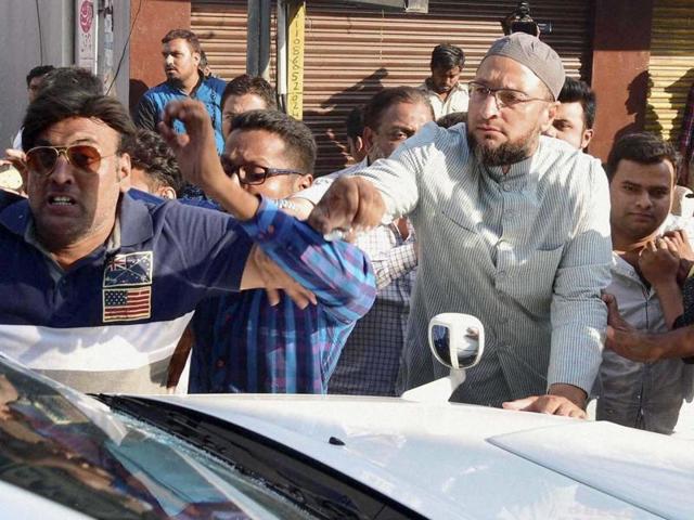 Asaduddin Owaisi has been booked for his alleged involvement in the attack on Congress MLC Shabbir Ali.(PTI Photo)