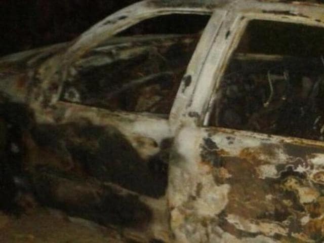 The woman had admitted being only assaulted by a frenzied mob after her three male friends deserted her at Soladevanahalli where the car in which they were travelling was burnt.(Photo courtesy: Twitter)