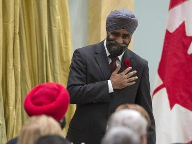 Sikh Canadian defence minister Harjit Sajjan.(AP Photo)