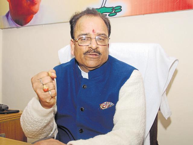 State BJP chief Ajay Bhatt constituted the 84-member committee – its announcement deferred thrice since his election on December 31 – keeping in mind the next assembly polls, the first big challenge he faces as the party leader.(Vinay Santosh Kumar/HT file photo)