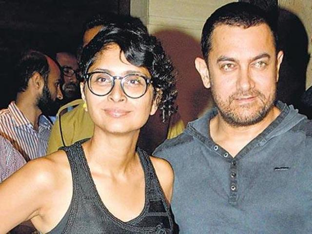 File photo of Bollywood actor Aamir Khan and his wife Kiran Rao were spotted in Santacruz, Mumbai. Khan said he was “alarmed” by the recent incidents in the country. (Yogen Shah/HT Photo)