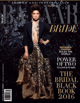 Priyanka on the cover of a magazine as a strong bride of today.