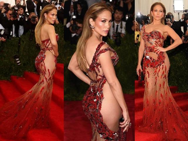 J-Lo is queen of the sheer, in this barely there dress she wore at the Met Gala. (Instagram/ Pinterest) J-Lo is queen of the sheer, in this barely there dress she wore at the Met Gala. (Instagram/ Pinterest)