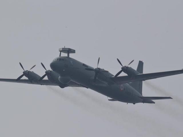 Ilyushin Il-18, a maritime patrol and anti submarine warfare aircraft flies past during the International Fleet Review in Vishakapatnam. (AP Photo)