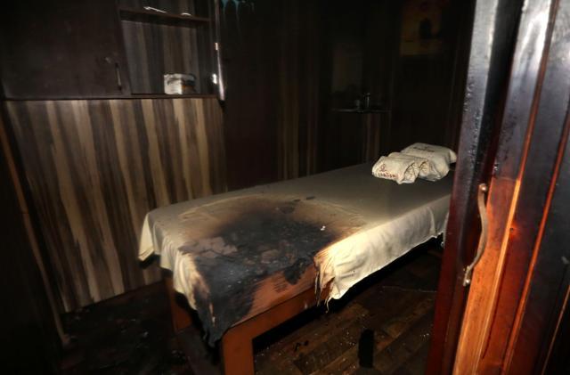 A burnt room after a fire at the four-star Capitol Hotel in Arbil, in northern Iraq on Friday. (AFP) A burnt room after a fire at the four-star Capitol Hotel in Arbil, in northern Iraq on Friday. (AFP)