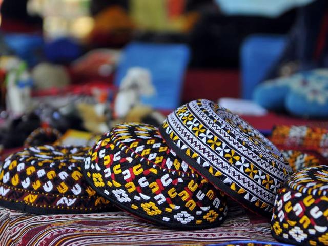 The Turkmenistan stall at the 30th edition of the annual Surajkund International Crafts Fair has been drawing huge crowds. Available at: Stall no. FC 29. At least 23 countries and all the states of India are participating.(Abhinav Saha/ HT Photos) The Turkmenistan stall at the 30th edition of the annual Surajkund International Crafts Fair has been drawing huge crowds. Available at: Stall no. FC 29. At least 23 countries and all the states of India are participating.(Abhinav Saha/ HT Photos)