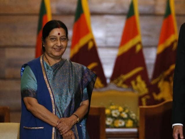 External affairs minister Sushma Swaraj in Colombo, Sri Lanka. (Reuters photo) External affairs minister Sushma Swaraj in Colombo, Sri Lanka. (Reuters photo)
