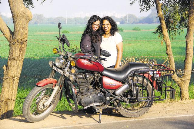 Ahmedabad-based Anjaly Rajan taught her mother Shyla how to ride. ‘My husband rode and I had always wanted to learn, but in our time society was different,’ Shyla says. Now, the mother and daughter go on jaunts to nearby destinations like Rajkot, or just to the highway for a cup of chai. (Photo by Siddharaj Solanki)