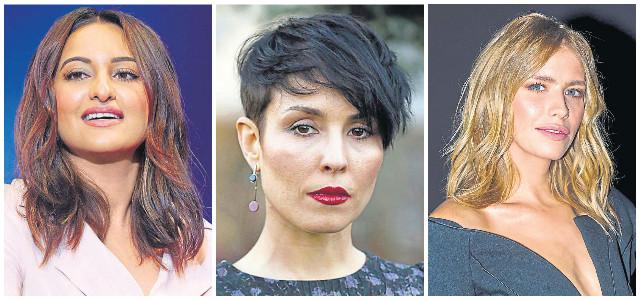 Actors Sonakshi Sinha, Noomi Rapace and model Elena Perminova sport the trend (HT Photo and AFP)