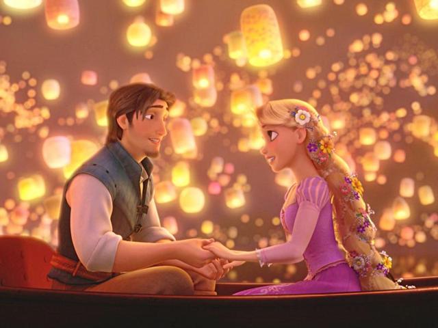 “And at last I see the light, it’s like the fog has lifted.” Rapunzel and Flynn learn that they are each other’s new dream in Tangled. What more beautiful moment to confess love than sitting in boat, surrounded by hundreds of floating lanterns. (YouTube) “And at last I see the light, it’s like the fog has lifted.” Rapunzel and Flynn learn that they are each other’s new dream in Tangled. What more beautiful moment to confess love than sitting in boat, surrounded by hundreds of floating lanterns. (YouTube)