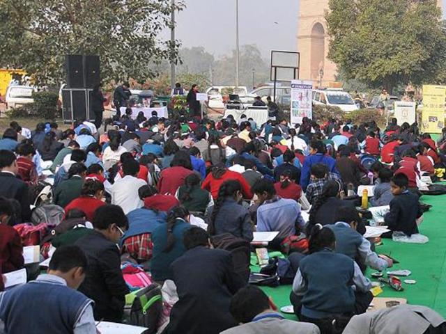 In its continuous effort to sensitise students towards meaningful issues, HT-PACE (Partnerships for Action in Education) organised Annual Inter-School Painting Competition ‘Kaleidoscope’ at the India Gate Lawns, New Delhi. (HT PACE)