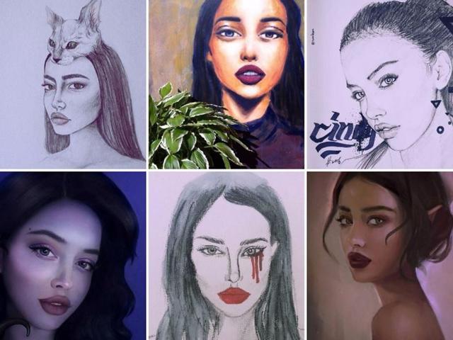 When she’s not posting selfies to her Instagram page, Kimberly spends much of her time posting photos of the portraits that her followers do of her. She’s also posted some of her own self-portraits. (Instagram)