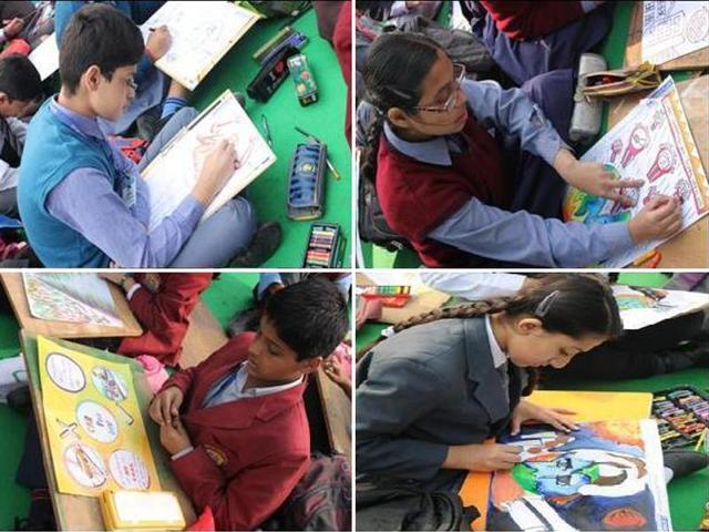 In an attempt to control the rising pollution level in the national Capital, one of the initiatives taken by the Delhi Government was to organise ‘Car-Free Day’ in the city and keeping the above thought in mind one of the topics for the junior category was ‘A Car Free Day’. Also, in an endeavour to make students aware about climate change which is one of the greatest threats the planet is facing - ‘Global Warming is a Global Warning’ was one of the topics given in the Senior Category. (HT PACE)