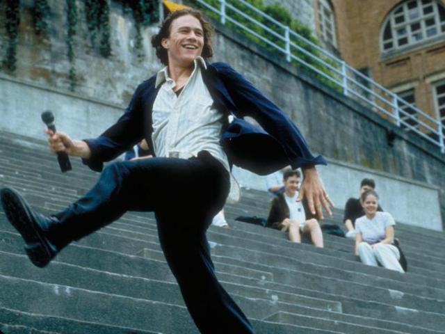‘It’s not everyday you find a girl who’ll flash someone to get you out of detention.’ 10 Things I Hate About You is the funniest and the most romantic high school comedy. Heath Ledger is a brilliant but sassy guy, trying to woo Julia Stiles for money but falls in love with her. He also sings an amazing song for her in this scene. Sure, she falls in love with him too. (YouTube) ‘It’s not everyday you find a girl who’ll flash someone to get you out of detention.’ 10 Things I Hate About You is the funniest and the most romantic high school comedy. Heath Ledger is a brilliant but sassy guy, trying to woo Julia Stiles for money but falls in love with her. He also sings an amazing song for her in this scene. Sure, she falls in love with him too. (YouTube)