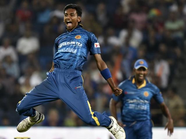 Sri Lanka’s Dushmantha Chameera celebrates the wicket of India’s Yuvraj Singh. (Kunal Patil/HT Photo) Sri Lanka’s Dushmantha Chameera celebrates the wicket of India’s Yuvraj Singh. (Kunal Patil/HT Photo)