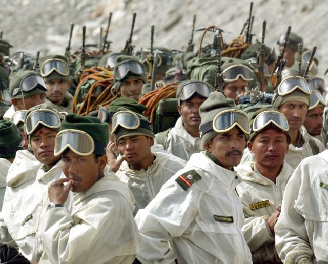 Indian army soldiers muster at their base camp after returning from training at Siachen Glacier. (REUTERS) Indian army soldiers muster at their base camp after returning from training at Siachen Glacier. (REUTERS)