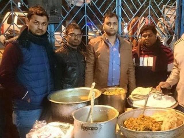The MANIT students with the leftovers. (HT photo)