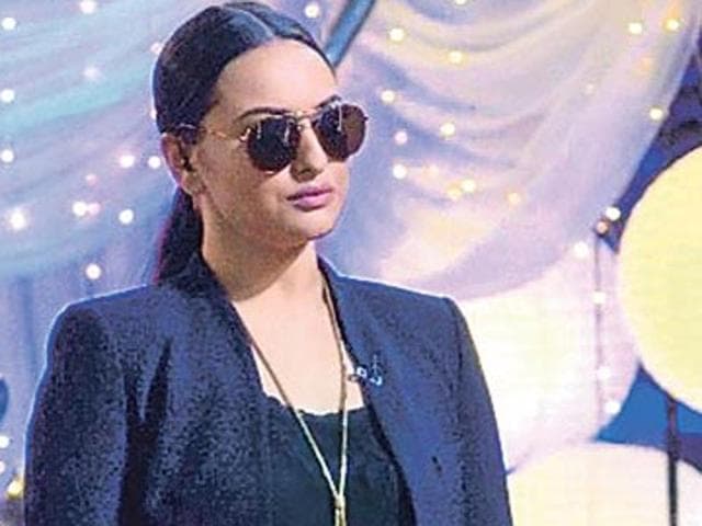 Sonakshi Sinha on the set of a reality TV show.