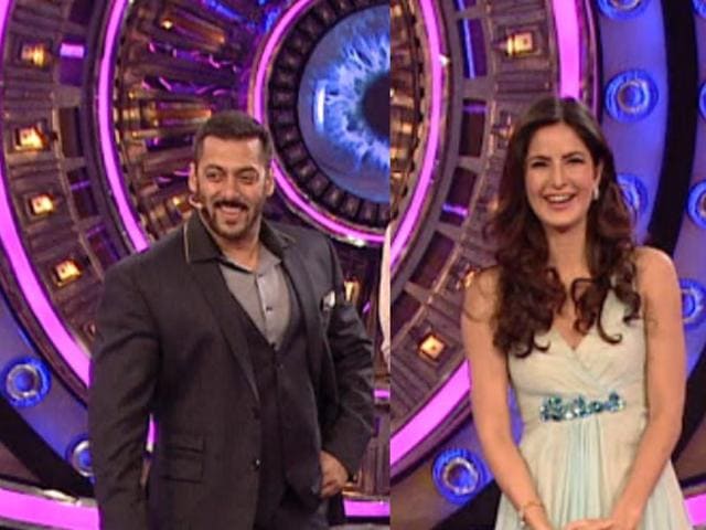 Salman and Katrina on the sets of Bigg Boss. Salman and Katrina on the sets of Bigg Boss.