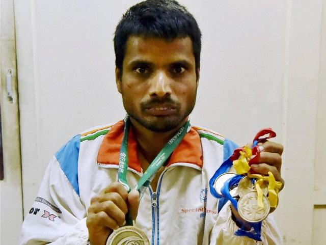 Special athlete Hamid shows his National and International level medals in Lucknow on February 10, 2016.(PTI Photo)