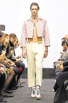 A model walks the runway at the J.W.Anderson show during The London Collections Men AW16 at Yeomanry House in London. (Getty Images)