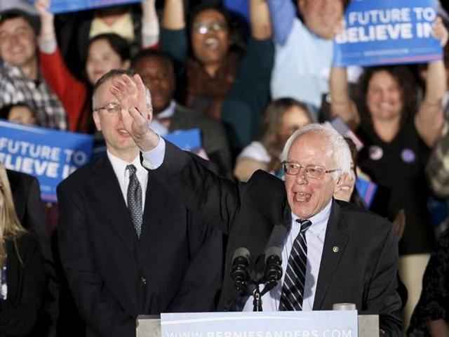 US Democratic presidential candidate Bernie Sanders smiles after winning at his 2016 New Hampshire presidential primary night rally in Concord, New Hampshire. (Reuters Photo) US Democratic presidential candidate Bernie Sanders smiles after winning at his 2016 New Hampshire presidential primary night rally in Concord, New Hampshire. (Reuters Photo)